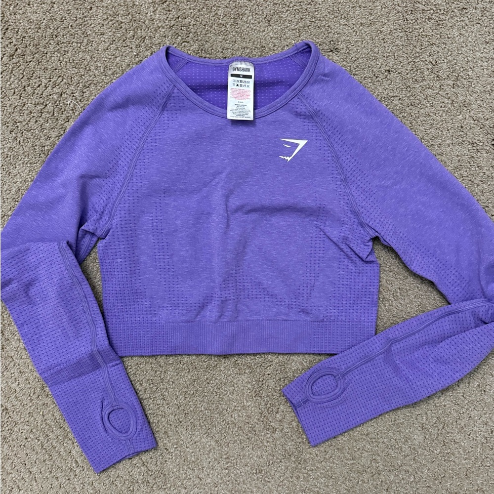 Gymshark Vital Long Sleeve Crop Top Body Fit in Functional Purple/Marl - Picture 6 of 8